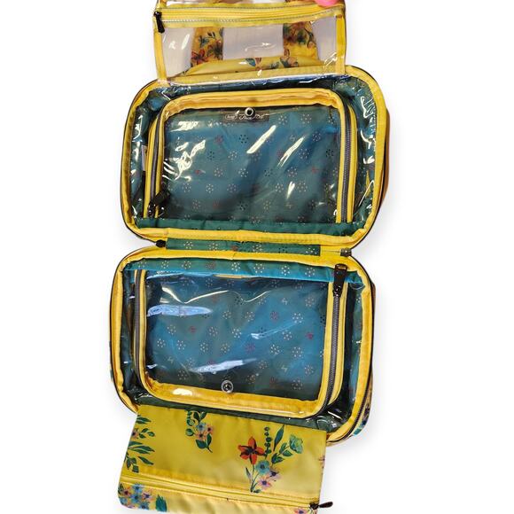 NEW Lug Flatbed Deluxe Cosmetic Make-up Case Yellow Bouquet Flower NWOT - Picture 2 of 7